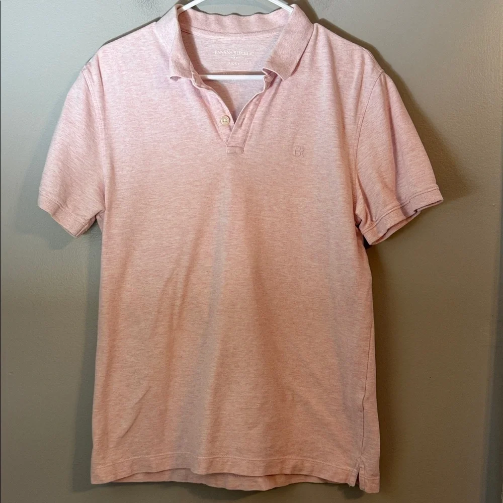 Banana Republic Men's BUNDLE of 2 Pique Cotton Polo Maroon and Pink Size M
